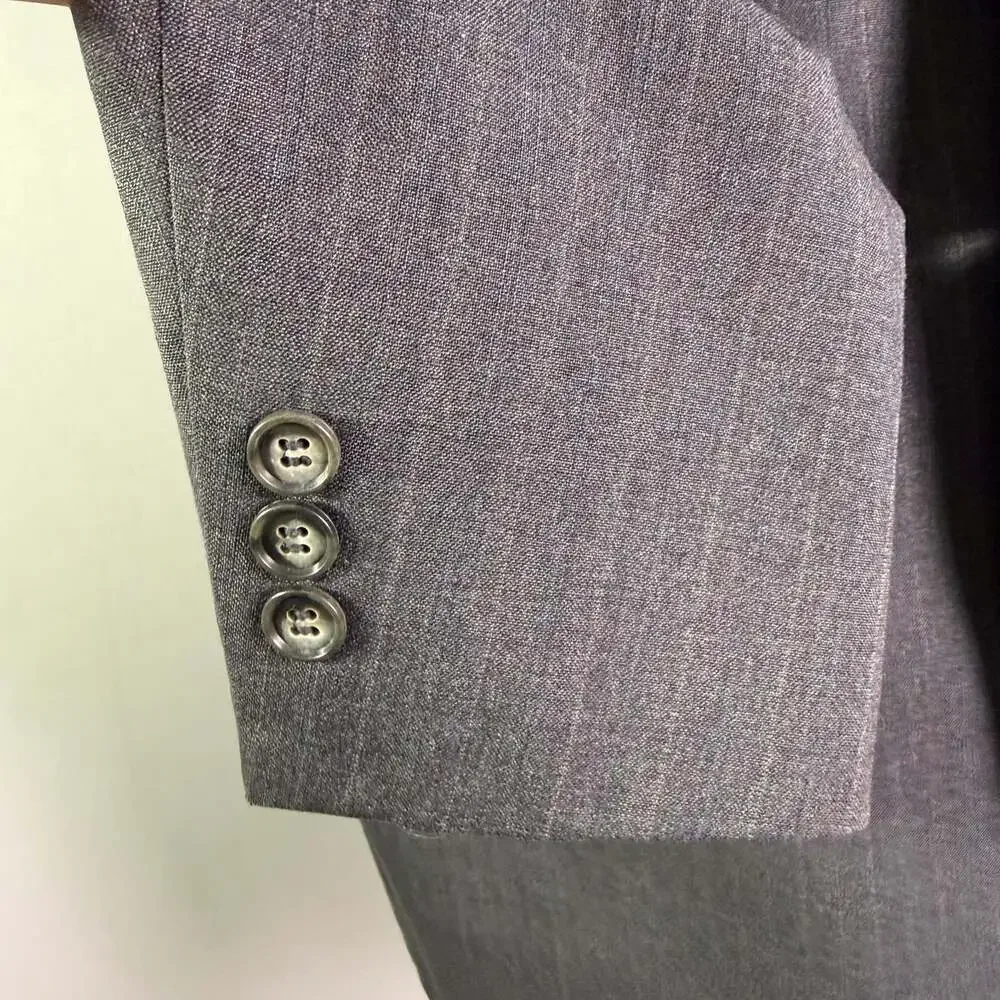 Johnny Carson Vintage 40R Charcoal Gray Pinstripe Suit Jacket Blazer Tailored
